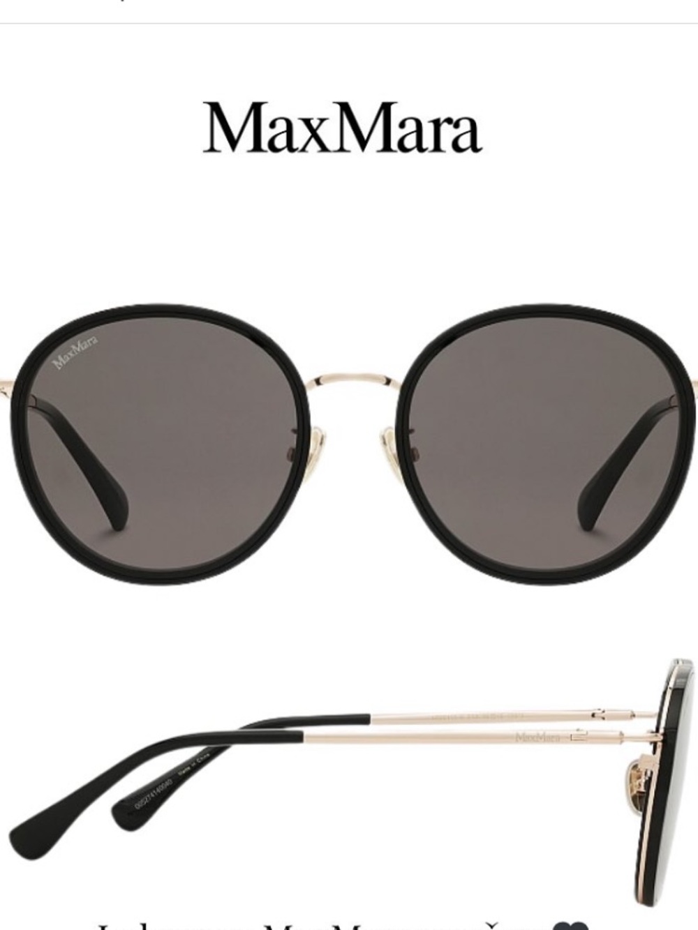 MaxMara Black and Gold Round Women's Sunglasses